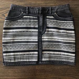 H&M Denim Skirt with Aztec Pattern